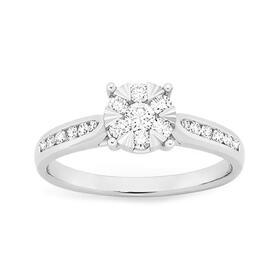 9ct-White-Gold-Diamond-Cluster-Ring on sale