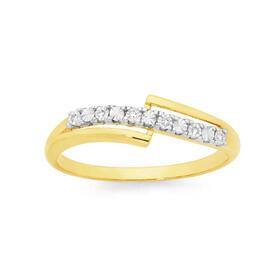 9ct+Gold+Diamond+Offset+Ring