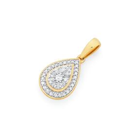 9ct+Gold+Diamond+Pear+Shape+Pendant