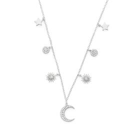 Sterling+Silver+Galaxy+Cubic+Zirconia+Moon+%26amp%3B+Stars+Necklet