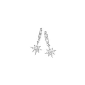 Silver-CZ-Star-Drop-Huggie-Earrings on sale
