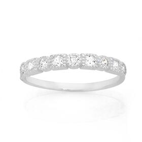 Sterling+Silver+Cubic+Zirconia+Multi+Round+%26amp%3B+Square+Beaded+Band