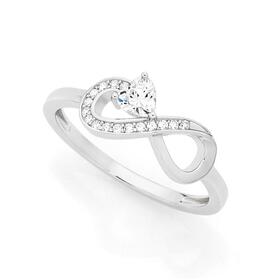 Sterling+Silver+Cubic+Zirconia+Infinity+With+Cubic+Zirconia+Heart+Ring