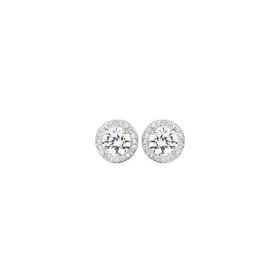 Sterling-Silver-Round-Cubic-Zirconia-Cluster-Stud-Earrings on sale