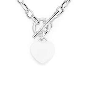 Silver-Oval-Belcher-Heart-Fob-Necklet on sale