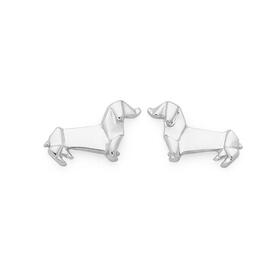 Sterling+Silver+Origami+Dachshund+Stud+Earrings