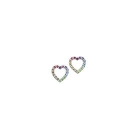 Silver+Rainbow+Crystal+Open+Heart+Stud+Earrings