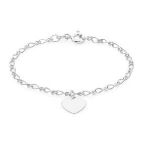 Silver-145cm-Figaro-Heart-Charm-Bracelet on sale