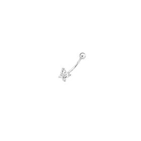 Silver+%26+Steel+Tiny+CZ+Butterfly+Belly+Bar