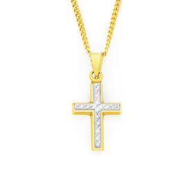 9ct+Gold+Two+Tone+Cross+Pendant