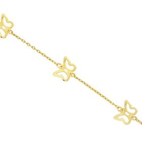 9ct+Gold+14cm+Triple+Butterflies+Bracelet