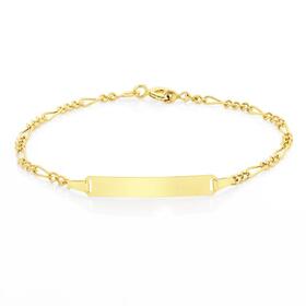 9ct+Gold+15cm+Hollow+Figaro+I.D.+Bracelet