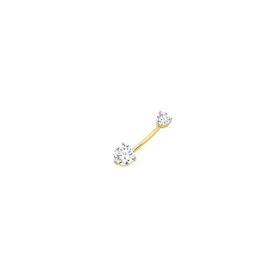 9ct+Gold+Double+Round+CZ+Belly+Bar