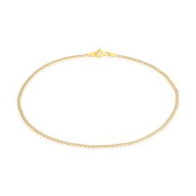 9ct+Two+Tone+Gold+Solid+25cm+Diamond-Cut+Curb+Anklet