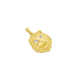 9ct+Gold+Diamond+Eyes+Lion+Head+Pendant