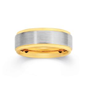 Tungsten+Carbide+Matte+%26amp%3B+Yellow+Gold+Plate+Edges+Men%26%23039%3Bs+Ring