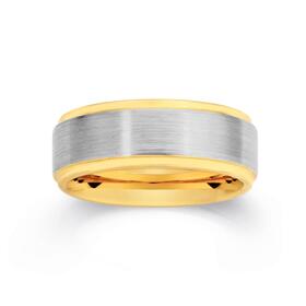 Tungsten-Carbide-Matte-Yellow-Gold-Plate-Edges-Gents-Ring on sale