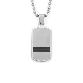 Stainless+Steel+2+Black+Lines+Satin+Dogtag+Men%26%23039%3Bs+Pendant