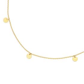 9ct+Gold+45cm+Multi+Disc+Drop+Trace+Necklet