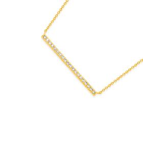 Exquisites+9ct+Gold+Diamond+Bar+Necklet