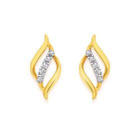 Exquisites-9ct-Gold-Diamond-Flame-Stud-Earrings on sale