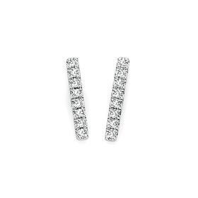 Exquisites+9ct+Gold+Diamond+Bar+Stud+Earrings