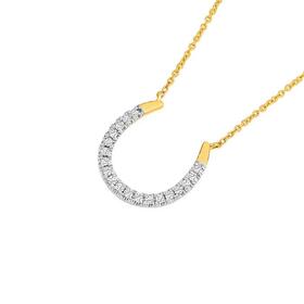 Exquisites+9ct+Gold+Diamond+Horseshoe+Necklet