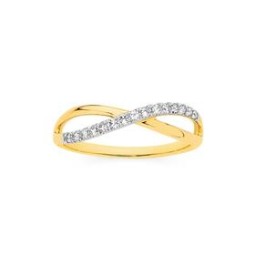 9ct+Gold+Diamond+Open+Crossover+Ring