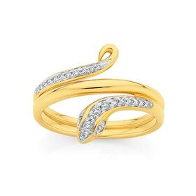 9ct+Gold+Diamond+Snake+Ring