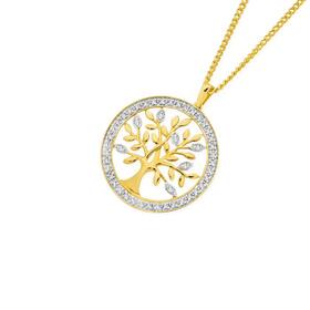 9ct+Gold+Diamond+Tree+of+Life+Pendant