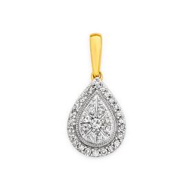 9ct+Gold+Diamond+Pear+Pendant