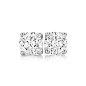 18ct+White+Gold+Diamond+Stud+Earrings