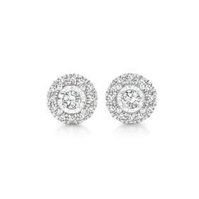 9ct-White-Gold-Diamond-Round-Frame-Stud-Earrings on sale