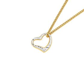 9ct+Gold+Two+Tone+10mm+Floating+Heart+Pendant