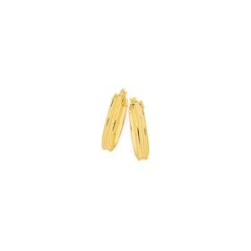 9ct-Gold-13mm-Satin-Polished-Oval-Hoop-Earrings on sale