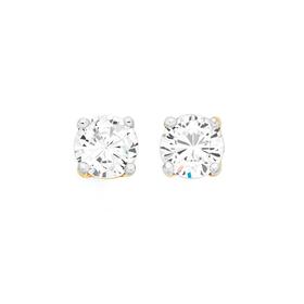 9ct+Gold+5mm+Cubic+Zirconia+Stud+Earrings