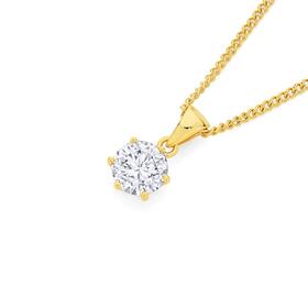 9ct+Gold+Cubic+Zirconia+Solitaire+Pendant