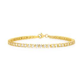 9ct+Gold+Cubic+Zirconia+Tennis+Bracelet