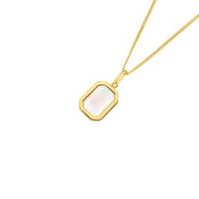 9ct+Gold+Mother+of+Pearl+Rectangle+Pendant