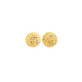 9ct+Gold+8mm+Diamond-cut+Button+Stud+Earrings