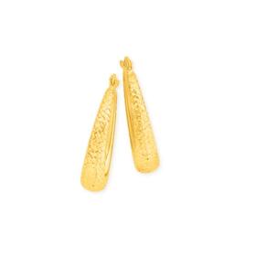 9ct+Gold+15mm+Tapered+Diamond-Cut+Creole+Earrings