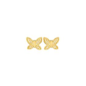 9ct+Gold+Filigree+Butterfly+Stud+Earrings