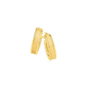 9ct+Gold+4x10mm+Satin+Hoop+Earrings