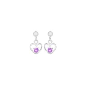 Sterling+Silver+Amethyst+Open+Heart+Drop+Earrings