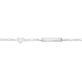 Sterling+Silver+16cm+Figaro+3%2B1+Heart+Charm+Rectangle+ID+Bracelet