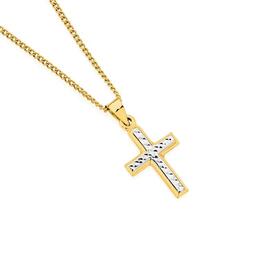 9ct+Gold+Two+Tone+15mm+Cross+Pendant