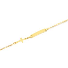 9ct-Gold-16cm-Trace-ID-with-Cross-Charm-Bracelet on sale