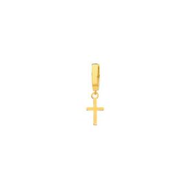 9ct+Gold+Plain+Cross+Drop+Single+Huggie+Gents+Earring