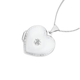 Sterling+Silver+Diamond+Heart+Locket