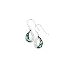 Sterling+Silver+Pear+Paua+Shell+%26amp%3B+Cubic+Zirconia+Open+Pear+Earrings